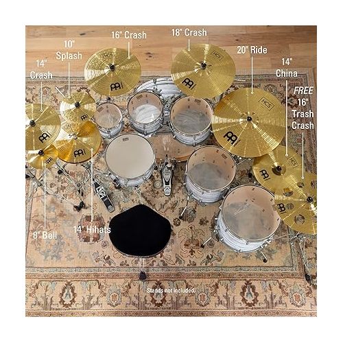  Meinl Cymbals HCS Ultimate Cymbal Set Box Pack for Drums with Hihats, Ride, China, Splash, Bell and Free 16” Trash Crash ? Made in Germany ? Durable Brass, 2-Year Warranty SCS1