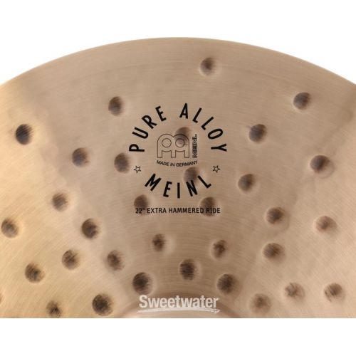  Meinl Cymbals Pure Alloy Ride Cymbal - 22 inch, Extra Hammered