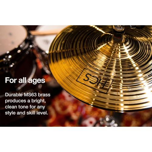  Meinl Cymbal Set Box Pack with 13 Hihats, 14 Crash, Plus Free 10 Splash, Sticks, and Lessons TWO-YEAR WARRANTY, (HCS1314-10S)