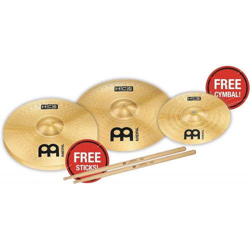  [아마존베스트]Meinl Cymbals HCS1314+10S Headliner Cymbal Set 33 cm (13 Inch) Hihat, 35.6 cm (14 Inch) Crash, Free 25.4 cm (10 Inch) Splash and Free Meinl SB101 Drumsticks Pair