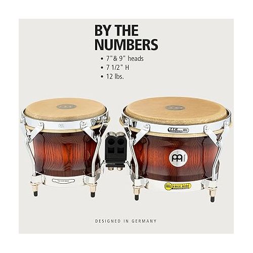  Meinl Percussion WB500AMB Free Ride Series Woodcraft Bongos, Antique Mahogany Burst