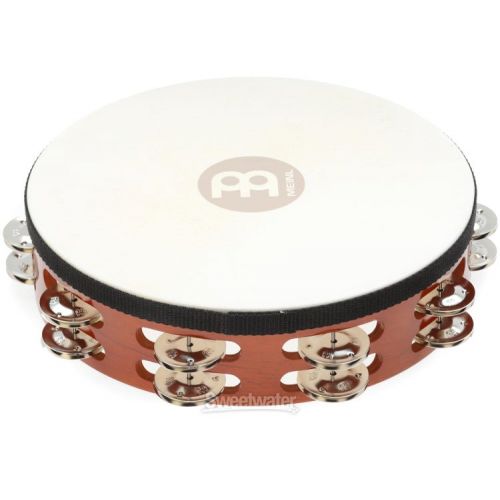  Meinl Percussion 10-inch Handheld Wood Tambourine with Head - Antique Brown