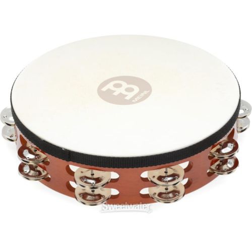  Meinl Percussion 10-inch Handheld Wood Tambourine with Head - Antique Brown