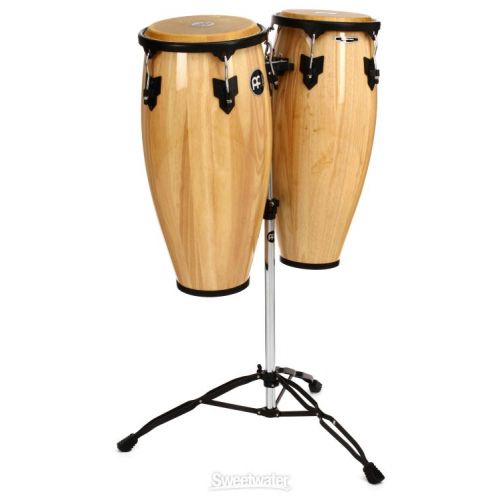  Meinl Percussion Headliner Series Conga Set with Double Stand - 10/11 inch Natural