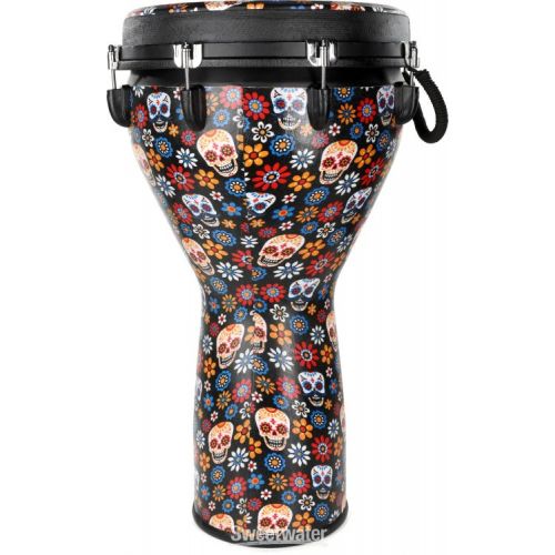  Meinl Percussion Jumbo Djembe - 14-inch Djembe - Day of the Dead with Matching Head