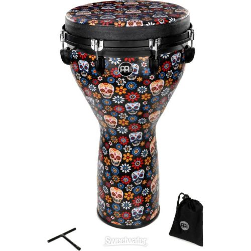  Meinl Percussion Jumbo Djembe - 14-inch Djembe - Day of the Dead with Matching Head