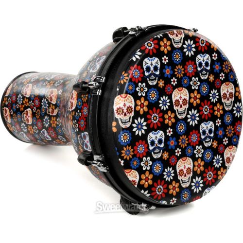  Meinl Percussion Jumbo Djembe - 14-inch Djembe - Day of the Dead with Matching Head