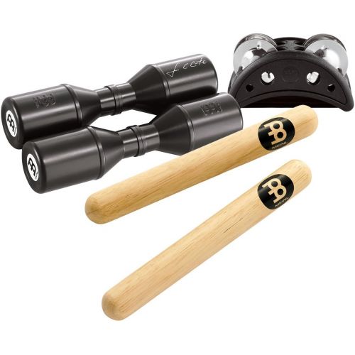  Meinl Percussion PP-1 Perc Pack with Luis Conte Shaker, Classic Hardwood Claves and Compact Foot Tambourine