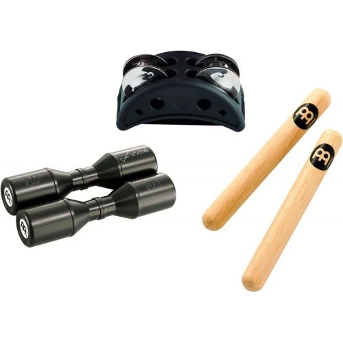  Meinl Percussion PP-1 Perc Pack with Luis Conte Shaker, Classic Hardwood Claves and Compact Foot Tambourine