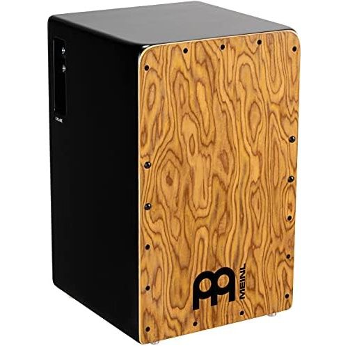  Meinl Percussion Meinl Pickup Cajon Box Drum with Internal Strings for Snare Effect - NOT MADE IN CHINA - Makah Burl Frontplate / Baltic Birch Body, Woodcraft Professional, 2-YEAR WARRANTY (PWCP100