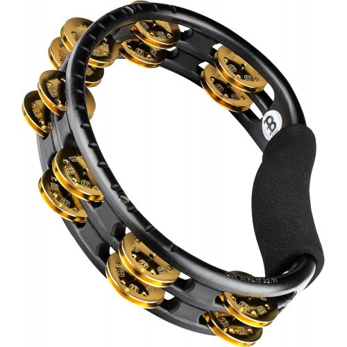  Meinl Percussion TMT1B-BK Traditional ABS Plastic Handheld Tambourine with Double Row Brass Jingles, Black