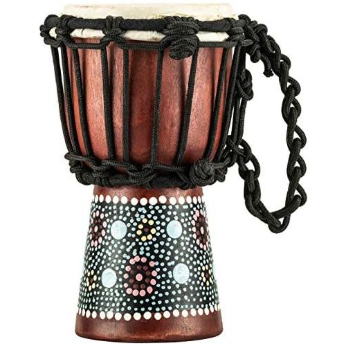  [아마존베스트]Meinl Percussion Mini Djembe with Mahogany Wood-NOT MADE IN CHINA-Flower Design, 4.5 Rope Tuned Goat Skin Head, 2-YEAR WARRANTY, inch (HDJ8-XXS)