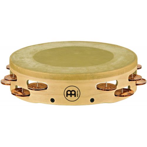  Meinl Percussion AE-MTAH2BO Artisan Edition Maple Tambourine with Calf Skin Head and Bronze Jingles, 2 Rows