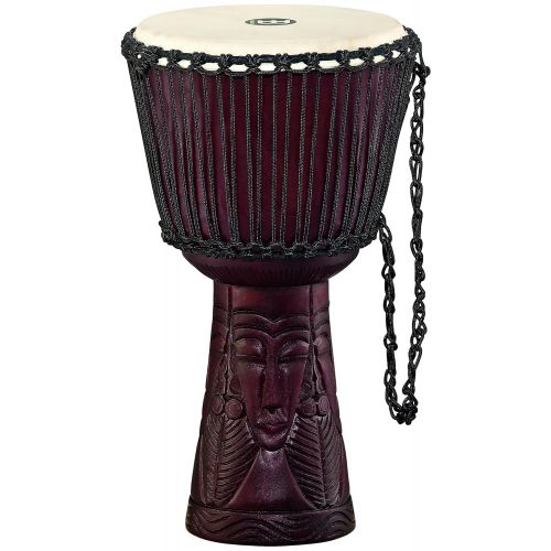  Meinl Percussion PROADJ4-L 12-Inch Mahogany Rope Tuned Djembe, -InchAfrican Queen-Inch Carving