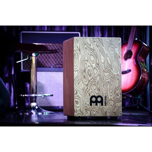  Meinl Percussion Meinl Cajon Box Drum with Internal Metal Strings for Adjustable Snare Effect  NOT MADE IN CHINA - Hardwood Full Size with Makah Burl Frontplate, 2-YEAR WARRANTY (CAJ3MB-M)