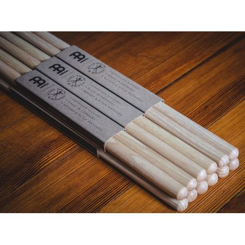  Meinl Stick & Brush Drumsticks, Standard 5A Half Brick (6 Pairs, 5 Plus 1 FREE) - American Hickory with Acorn Shape Wood Tip - MADE IN GERMANY (SB101-6)