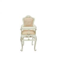 Meirucorp Dollhouse 1/12 Scale Miniature Furniture White Wooden Baby Dining Chair Apricot Fabric