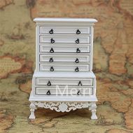 Meirucorp Dollhouse 1/12 Scale Miniature Furniture White Well Handmade Drawer Cabinet