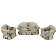 Meirucorp Dollhouse 1/12 Scale Miniature Furniture Living Room Fabric Sofa and Chair 3pcs Set