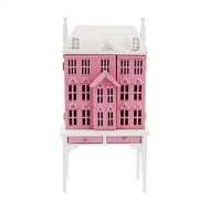 Meirucorp Pink 1/144 Scale Doll House Sits 1/12 Scale Miniature Table