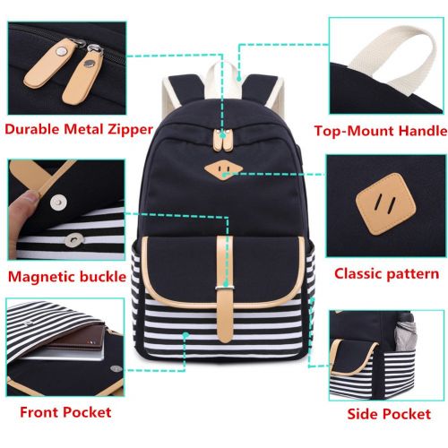  Meisohua Canvas School Backpack USB College Bookbag 15.6 inch Laptop Backpack with USB Charging Port