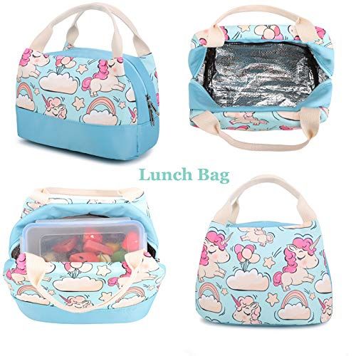  Meisohua School Backpacks Set Girls Unicorn Backpack with Lunch Bag and Pencil Case Kids 3 in 1 Bookbags Set School Bag for Elementary Preschool Water Resistant (Pink)