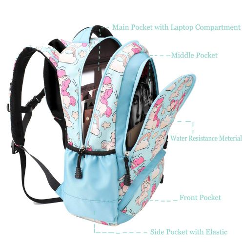  Meisohua School Backpacks Set Girls Unicorn Backpack with Lunch Bag and Pencil Case Kids 3 in 1 Bookbags Set School Bag for Elementary Preschool Water Resistant (Pink)