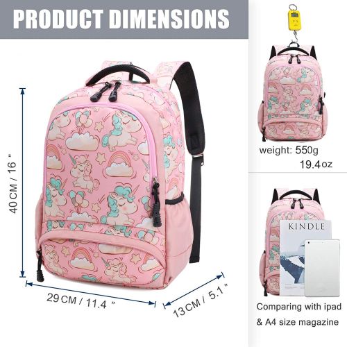  Meisohua School Backpacks Set Girls Unicorn Backpack with Lunch Bag and Pencil Case Kids 3 in 1 Bookbags Set School Bag for Elementary Preschool Water Resistant (Pink)