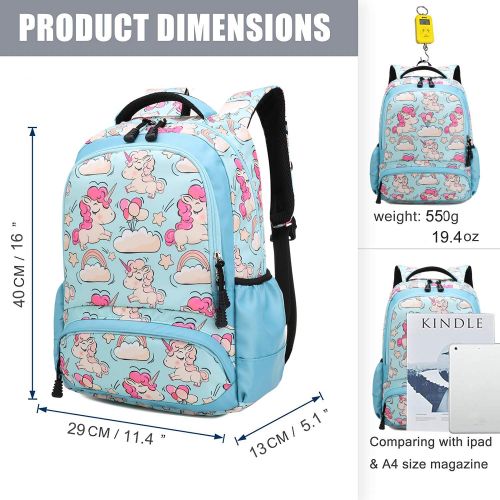  Meisohua School Backpacks Set Girls Unicorn Backpack with Lunch Bag and Pencil Case Kids 3 in 1 Bookbags Set School Bag for Elementary Preschool Water Resistant (Pink)