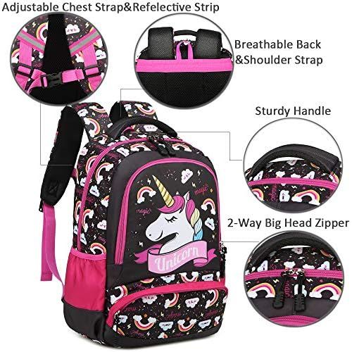  [아마존베스트]Meisohua Girls School Backpack Unicorn Backpack for Girls Elementary School Bookbags for Kids Water Resistant School Bag with Lunch Tote Bag Pencil Purse Bag 3 in 1 Sets