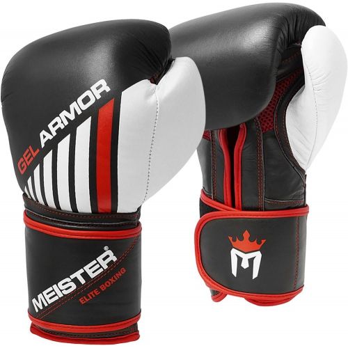  Meister MMA Meister Gel Armor 16oz Training Boxing Gloves wFull Grain Leather + Mesh Drawstring Bag