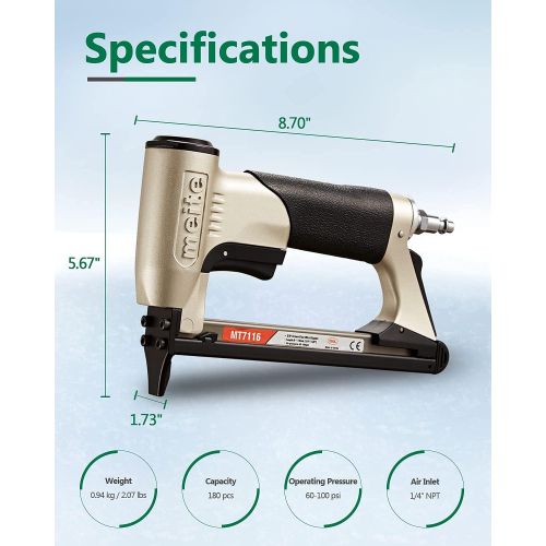  [아마존베스트]meite MT7116 upholstery stapler - 22 gauge 71 series 3/8-inch crown 1/4-inch to 5/8-inch leg length fine wire stapler furniture stapler