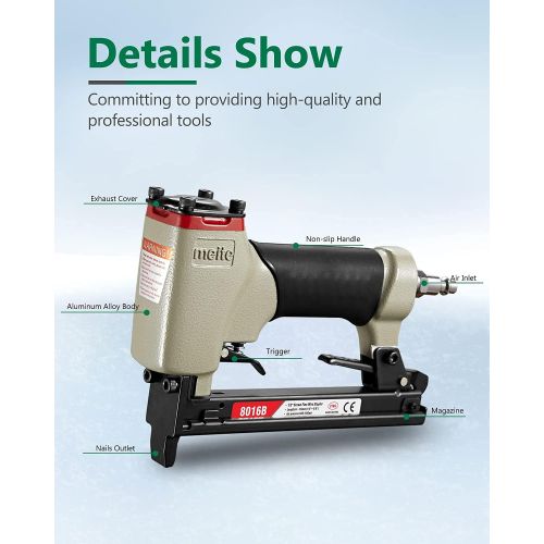  [아마존베스트]meite 8016B Upholstery Stapler--21 Gauge 1/2-Inch Crown 1/4-Inch to 5/8-Inch Pneumatic Fine Wire Stapler