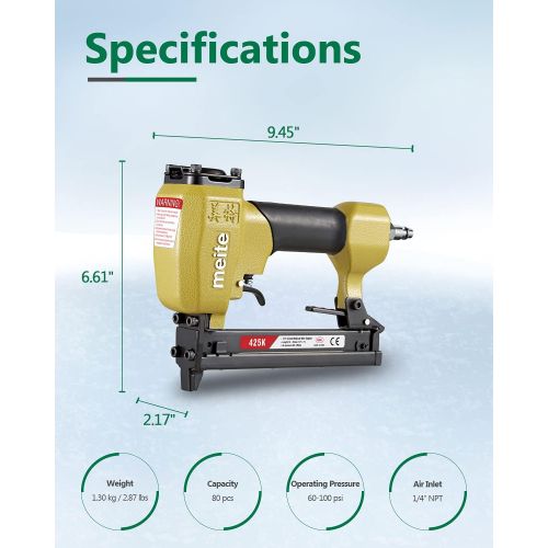  [아마존베스트]meite 425K Upholstery Stapler--18 Gauge 1/4-Inch Narrow Crown 5/8-Inch to 1-Inch Leg Length Medium Wire Stapler