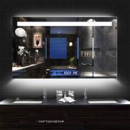 Meiye MEIYE Smart led Bathroom Mirror,Touch Frameless HD Anti-Fog Waterproof Bathroom Mirror Wall-Mounted Double Touch Horizontal (70cm90cm)(White Light)