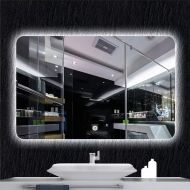 Meiye MEIYE Smart led Bathroom Mirror,Touch Frameless HD Anti-Fog Waterproof Bathroom Mirror Wall-Mounted LED Touch Switch Horizontal (70cm90cm)(White Light)