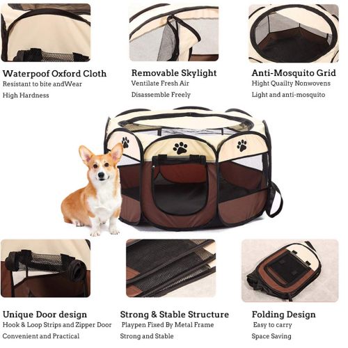  Meiying Pet Dog Cat Playpen Cage Crate - Portable Folding Exercise Kennel - Indoor & Outdoor use