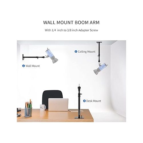  Selens Photography Studio Wall Mount, Camera Wall Ceiling Mount Boom Arm Up to 22