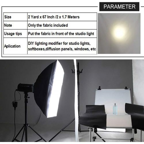  [아마존베스트]Meking Selens Light Diffuser Diffusion Fabric 2 Yard x 67 Inch /2 x 1.7 Meters Nylon Silk White Seamless Light Modifier for Photography Softbox, Light Tent and Light Modifier