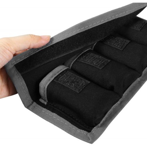  Meking 2 Pcs DSLR Battery Case Holder Storage Bag (4 Pocket) for AA/AAA Battery and LP-E6 LP-E8 LP-E10 LP-E12, EN-EL14 EN-EL15, NP-FW50 NP-F550 NP-FM500H (Gray)