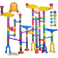 Meland Marble Run - 132Pcs Marble Maze Game Building Toy for Kid, Marble Track Race Set&STEM Learning Toy Gift for Boy Girl Age 4 5 6 7 8 9+ (102 Translucent Marbulous Pcs & 30 Glass Marbles)