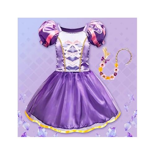  Meland Princess Dress Up - Princess Dress for Girls with Princess Toys, Christmas Birthday Gift for Toddler Girls Age 3-8