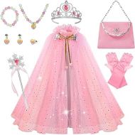 Meland Princess Dress up Clothes for Little Girl, 11Pcs Princess Cape with Crown, Princess Dresses for Girl 3-8 Birthday Gift