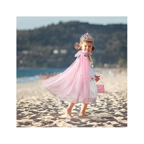  Meland Princess Dress up Clothes for Little Girl, 11Pcs Princess Cape with Crown, Princess Dresses for Girl 3-8 Birthday Gift