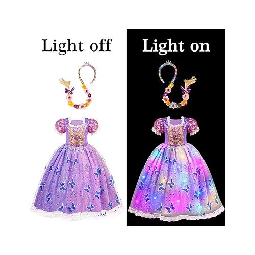 Meland Princess Dresses for Girls - Light Up Princess Costume for Little Girls, Halloween Costumes for Girls Toddler Age 3-8