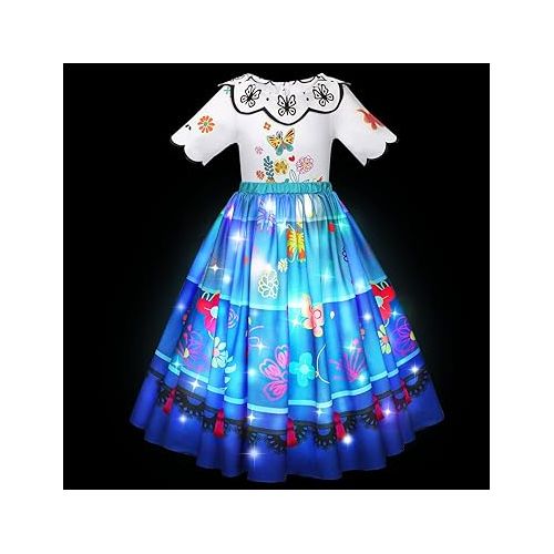  Meland Princess Dresses for Girls - Light Up Princess Costume for Girls with Headband Halloween Costumes for Girls 3-8