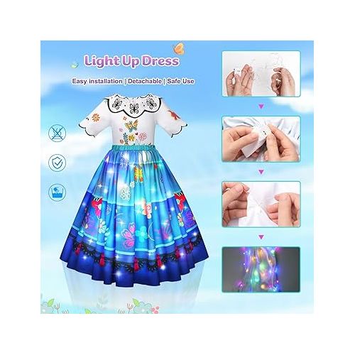  Meland Princess Dresses for Girls - Light Up Princess Costume for Girls with Headband Halloween Costumes for Girls 3-8