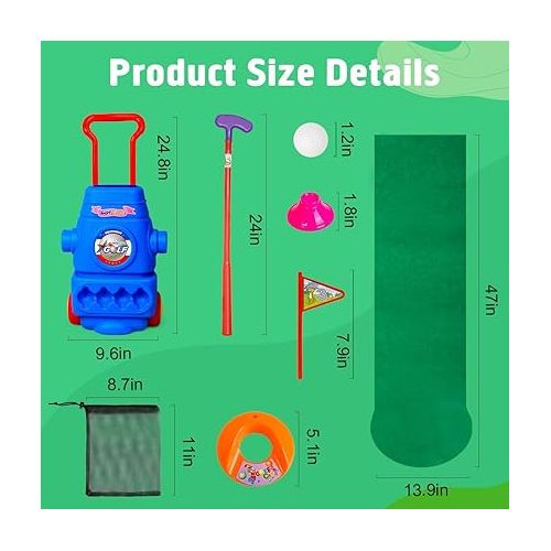  Meland Kids Golf Club Set - Toddler Golf Ball Game Play Set Sports Outdoor Toys Birthday Gifts for Boys Girls 3 4 5 6 Year Old (Blue)