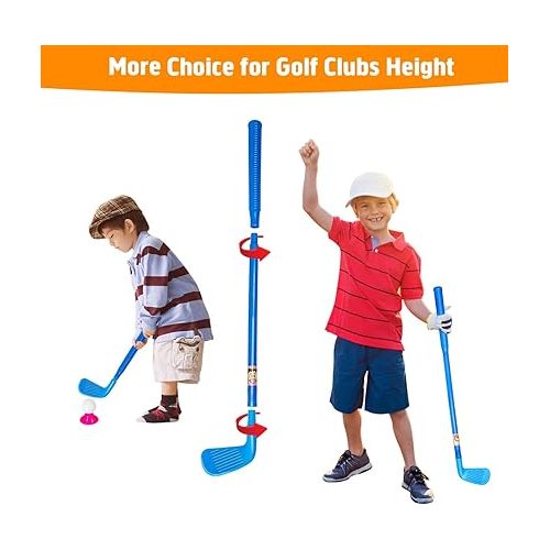  Meland Kids Golf Club Set - Toddler Golf Ball Game Play Set Sports Outdoor Toys Birthday Gifts for Boys Girls 3 4 5 6 Year Old (Blue)