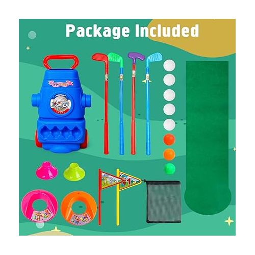  Meland Kids Golf Club Set - Toddler Golf Ball Game Play Set Sports Outdoor Toys Birthday Gifts for Boys Girls 3 4 5 6 Year Old (Blue)